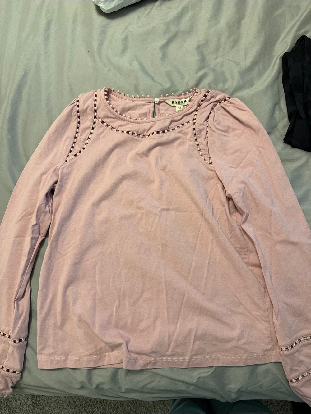 Boden Light Pink Beaded Long-Sleeve Tee